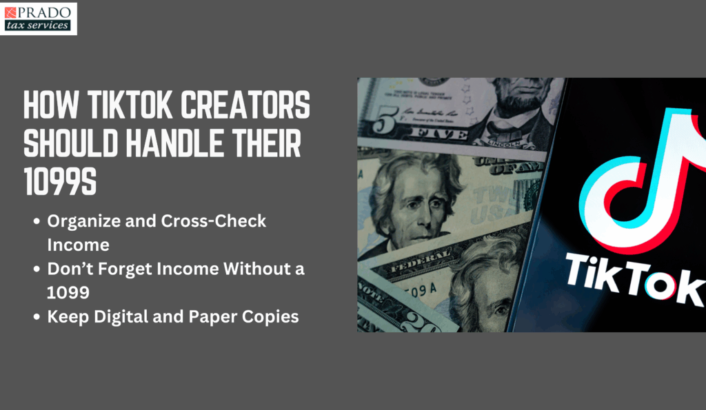 Managing 1099 forms for TikTok influencers, emphasizing proper tax filing and income reporting strategies.