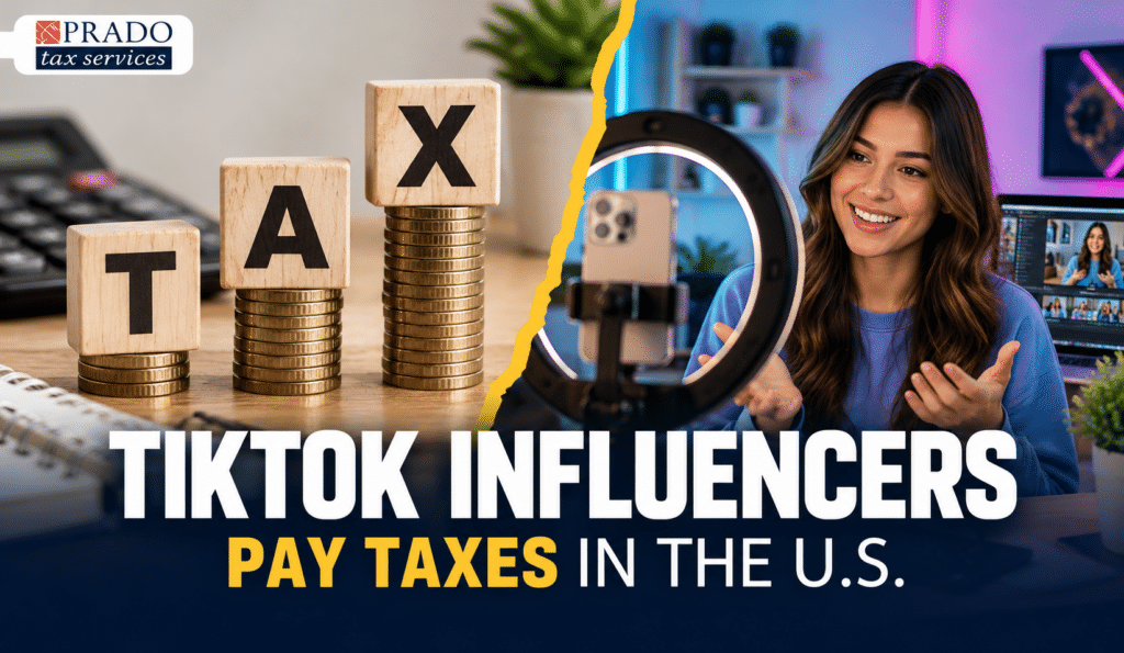 Tax guidance for TikTok influencers in the U.S., focusing on IRS rules, self-employment tax, tax filing, tax preparation, and tax planning strategies for creators and content businesses.