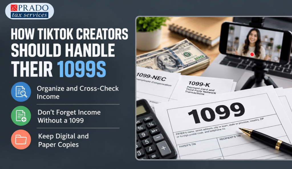 Managing 1099 forms for TikTok influencers, emphasizing proper tax filing and income reporting strategies.