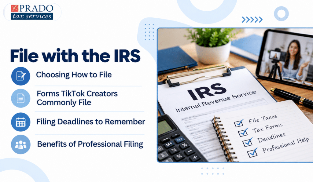 Filing taxes with the IRS for TikTok creators, focusing on income tracking, compliance, and accurate tax reporting.