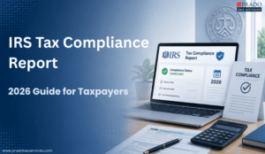 IRS Tax Compliance Report 2026 guide showing a taxpayer reviewing federal tax compliance information